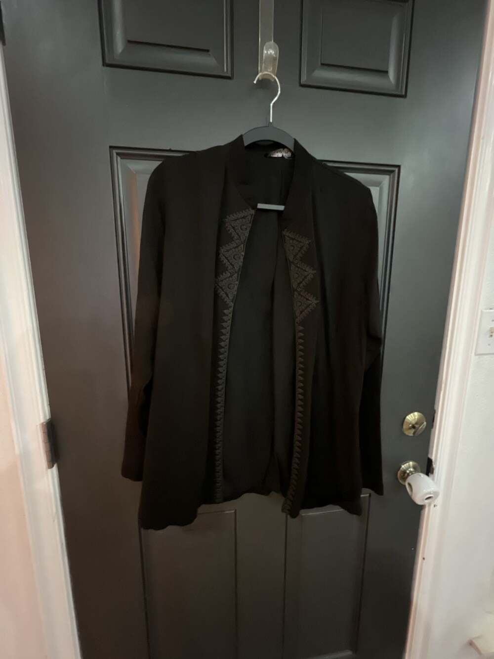 Diamantine Open Front Cardigan Size M Black Embroidered